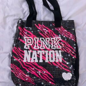 Pink Nation Victoria’s Secret Vintage Sequin Tote Bag - Black and Pink